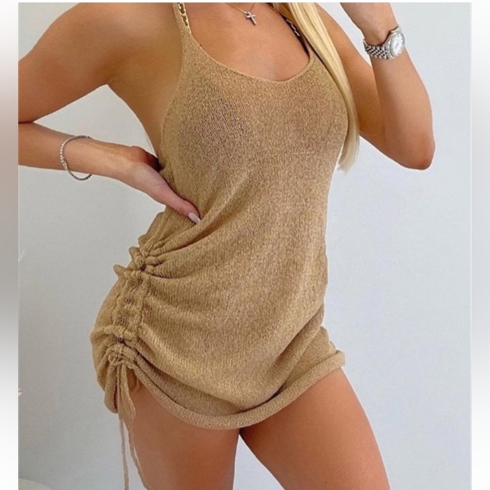 Fashion Nova Beige Knit Halter Top